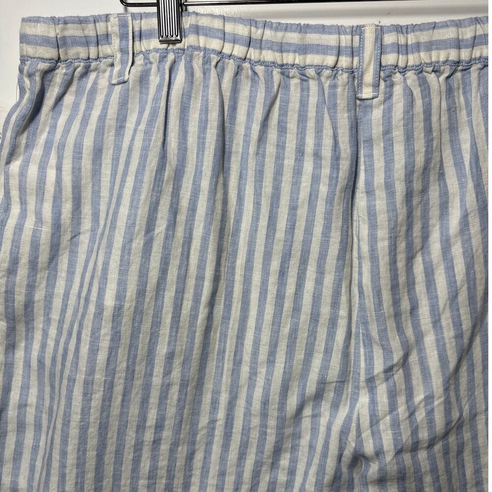 Ellen Tracy Linen Wide Leg Cropped Capri Pants Stripes Size XL Nautical Beachy - Picture 8 of 13